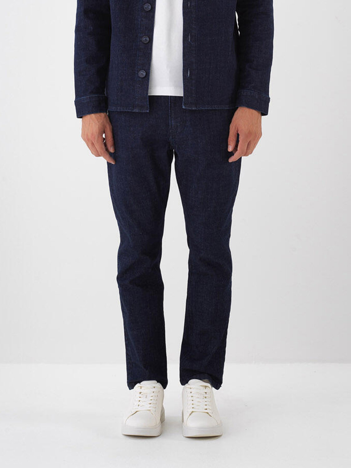 Lacivert Pamuk Dokulu Slim Fit Denim Pantolon - Xint