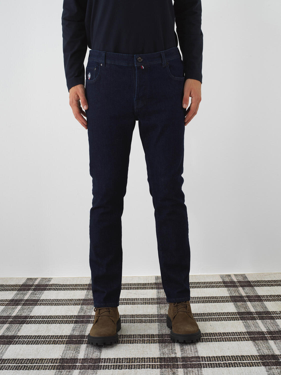 Lacivert Pamuk Dokulu Slim Fit Denim Pantolon