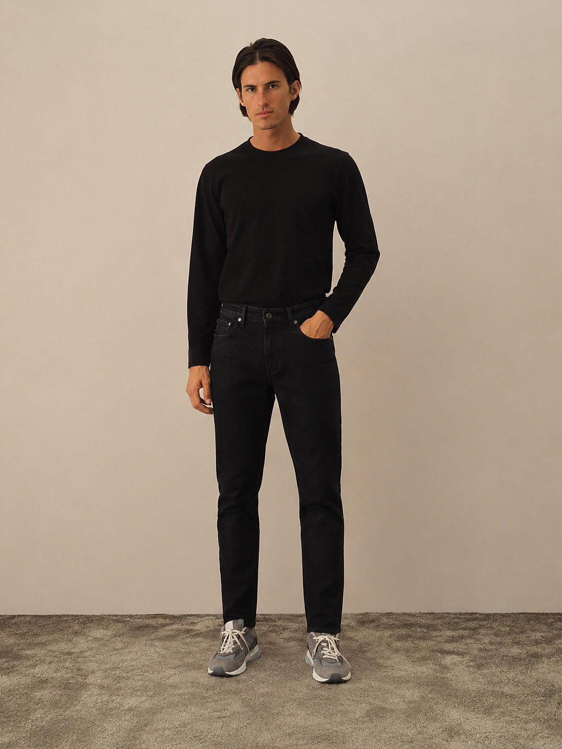 Siyah Slim Fit Pamuklu Denim Pantolon (3)