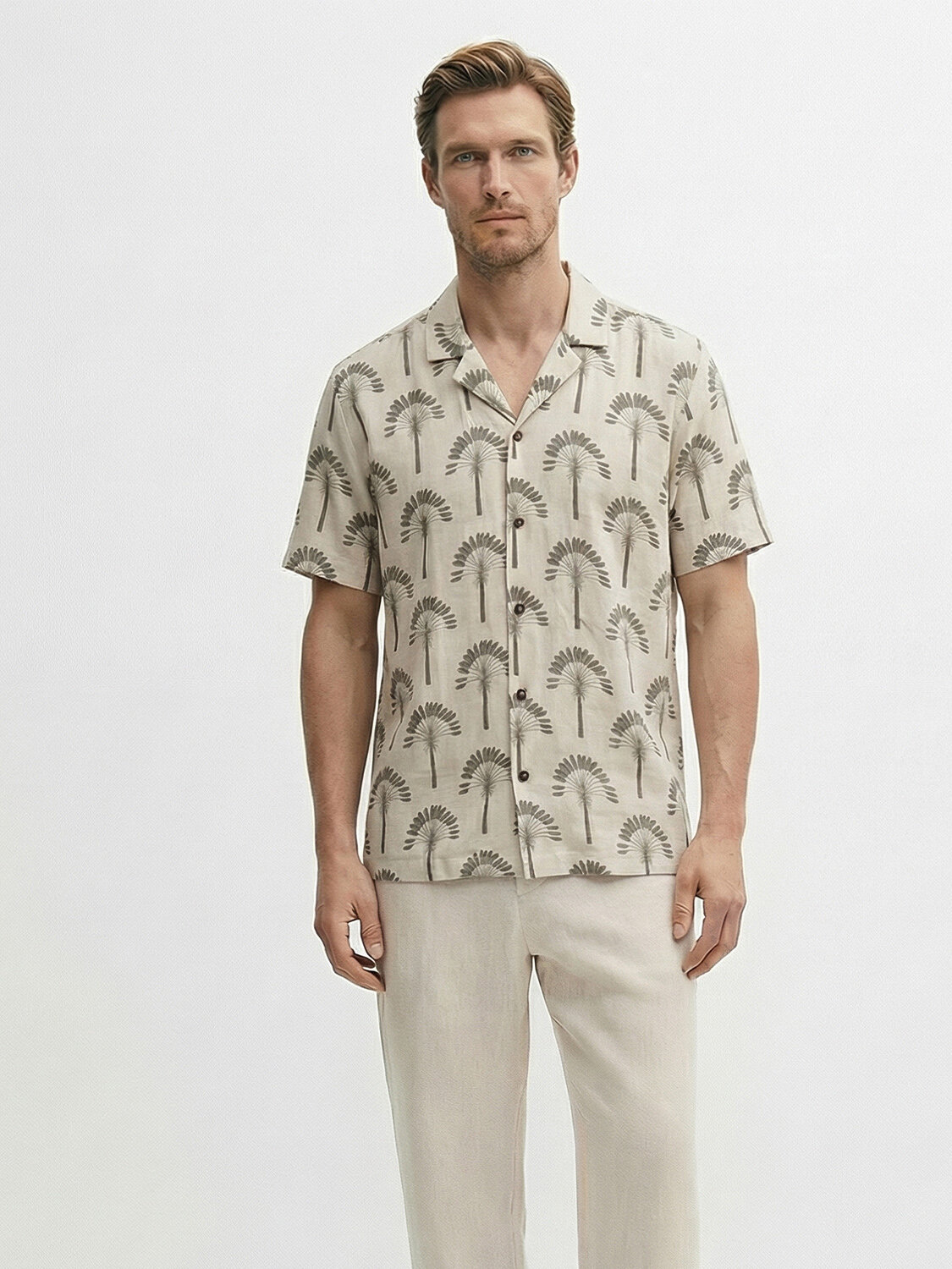 Bej Modal Karışımlı Regular Fit Gömlek