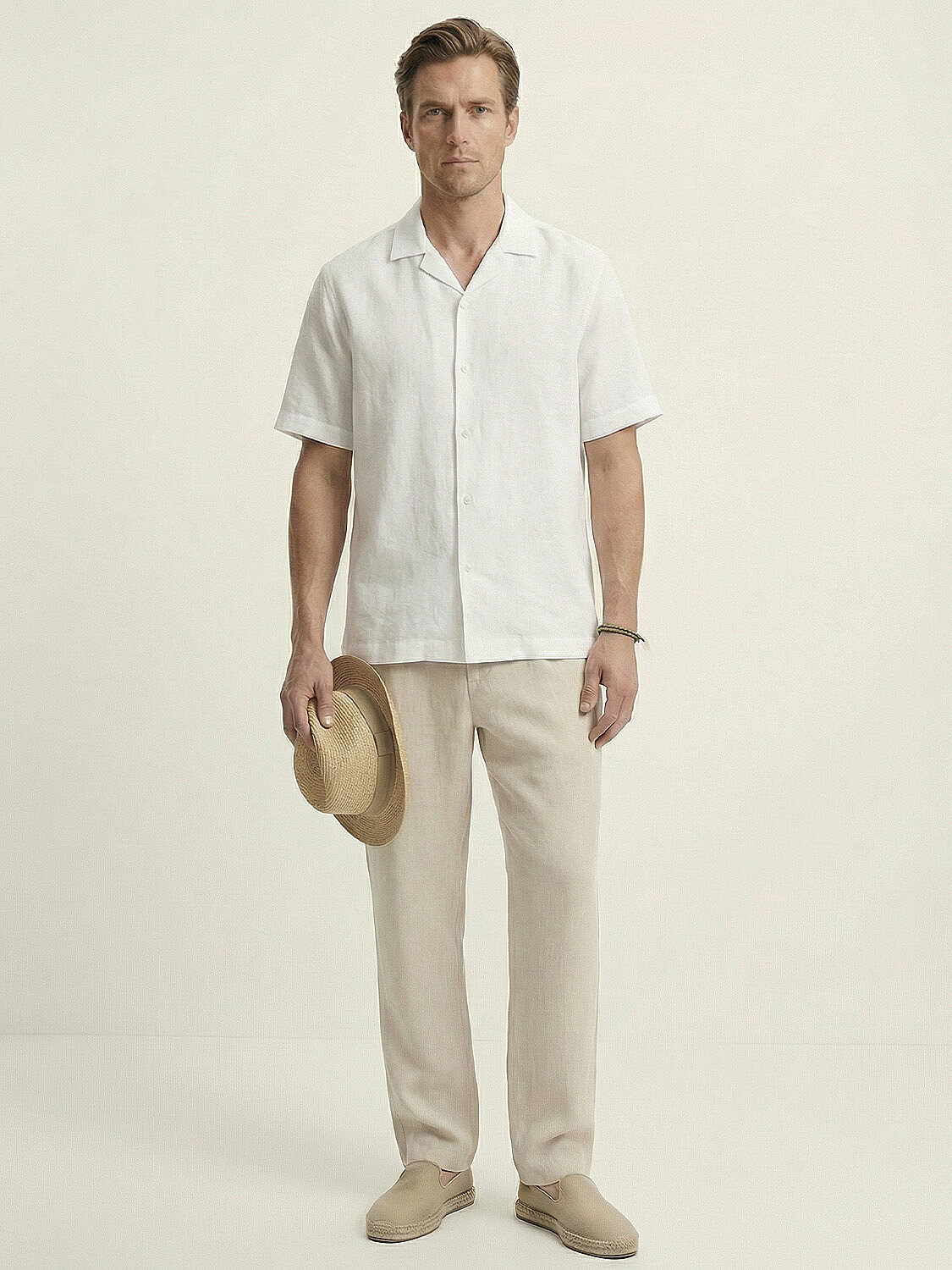 Beyaz %100 Keten Regular Fit Gömlek - 2