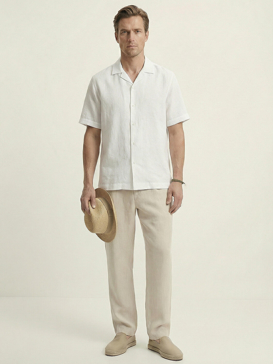 Beyaz %100 Keten Regular Fit Gömlek - 2