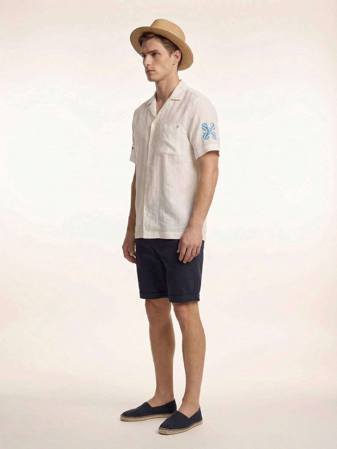 Beyaz %100 Keten Regular Fit Gömlek - 3