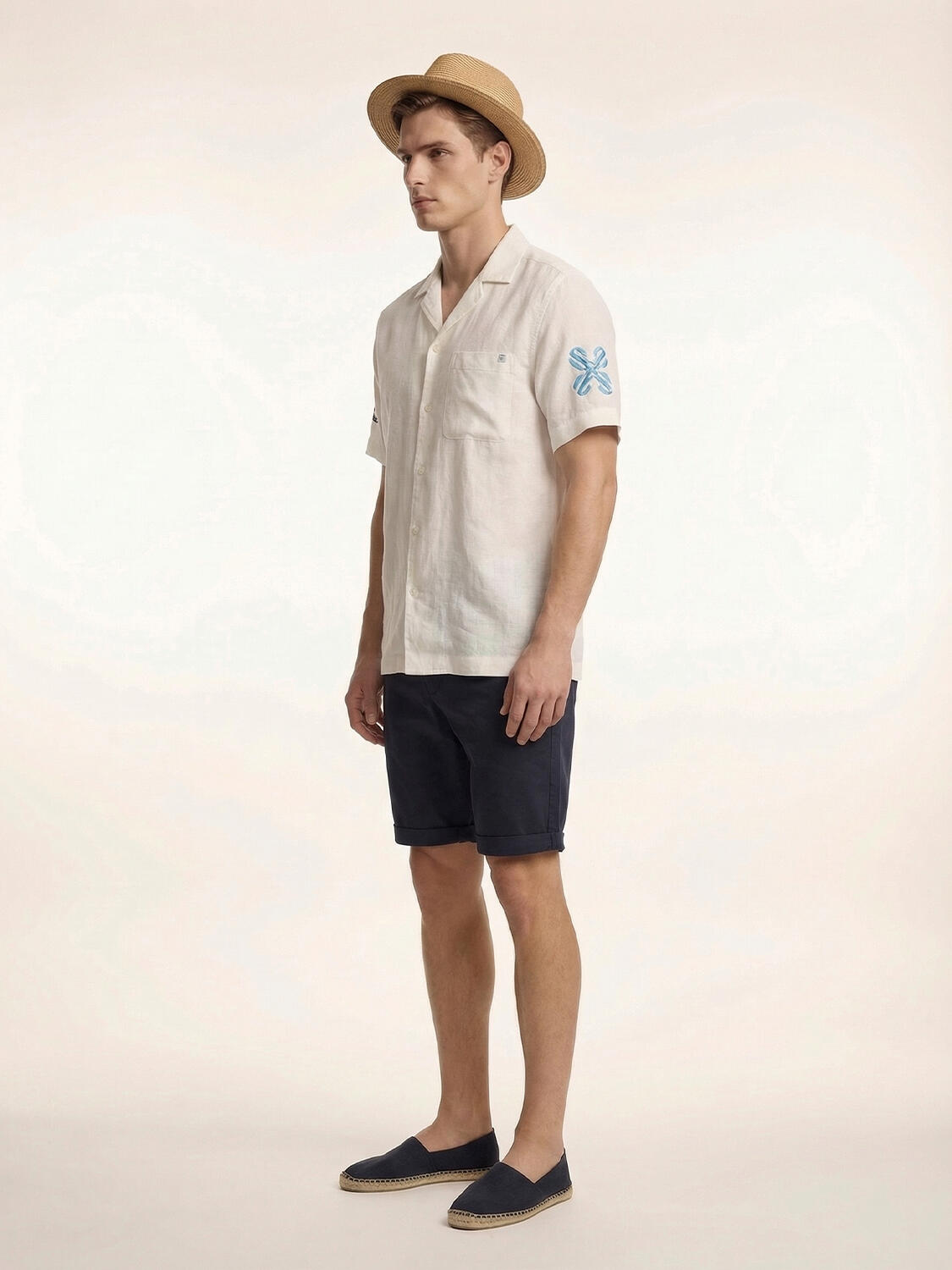 Beyaz %100 Keten Regular Fit Gömlek - 3