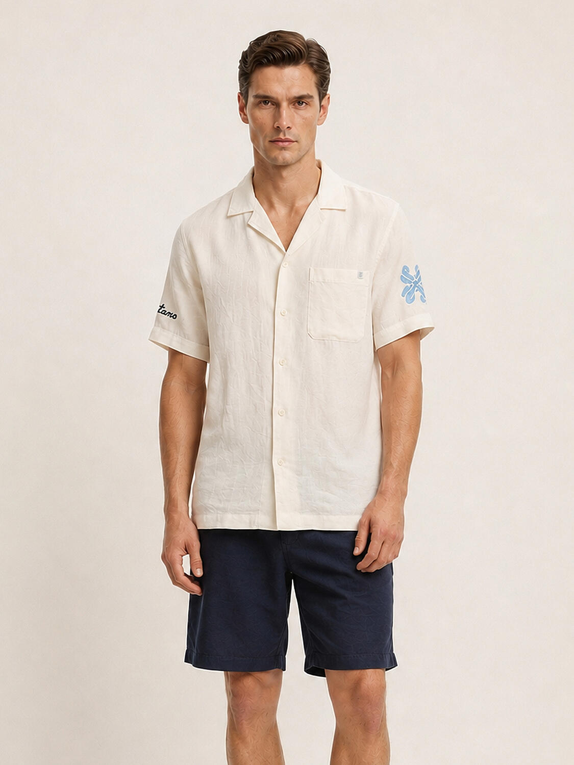 Beyaz %100 Keten Regular Fit Gömlek - 1