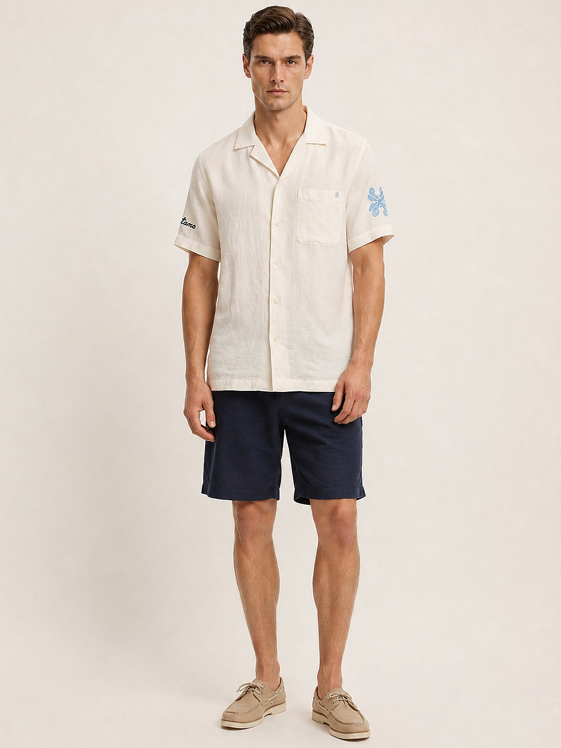 Beyaz %100 Keten Regular Fit Gömlek (2)