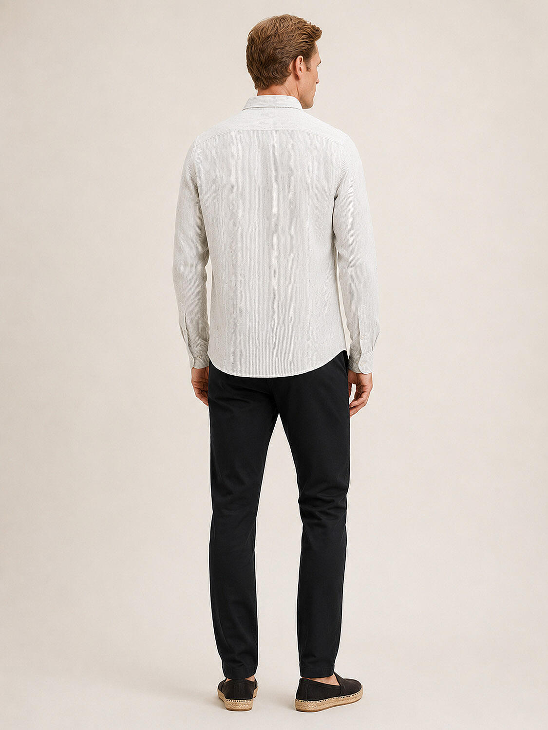 Beyaz %100 Keten Regular Fit Gömlek - 3