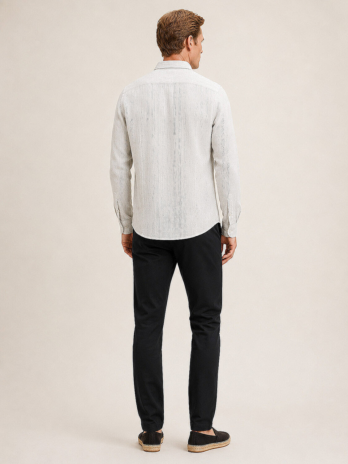 Beyaz %100 Keten Regular Fit Gömlek (4)