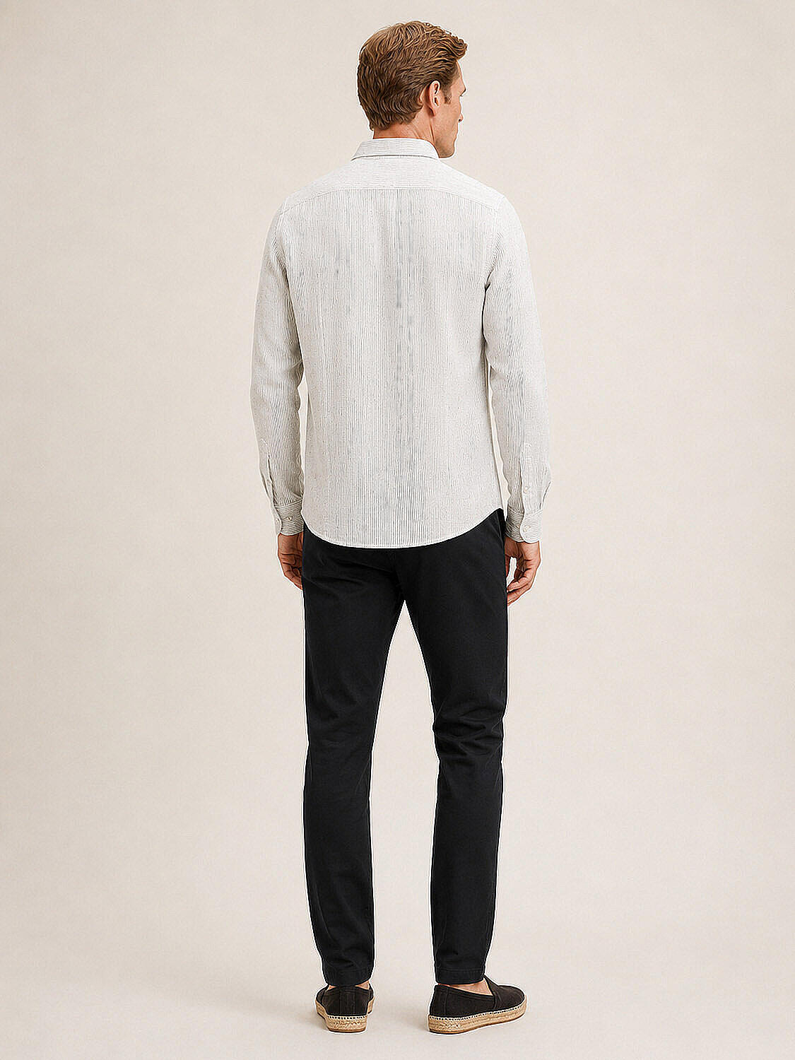 Beyaz %100 Keten Regular Fit Gömlek (4)