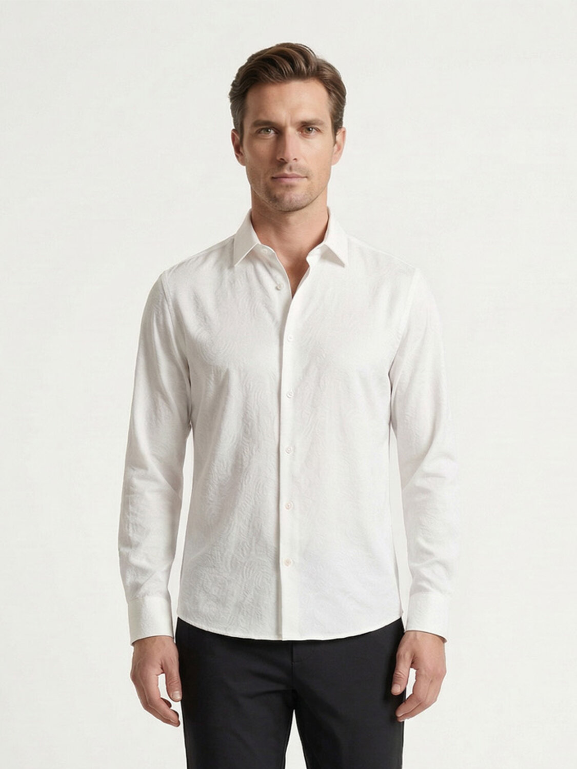 Beyaz Modal Karışımlı Regular Fit Gömlek