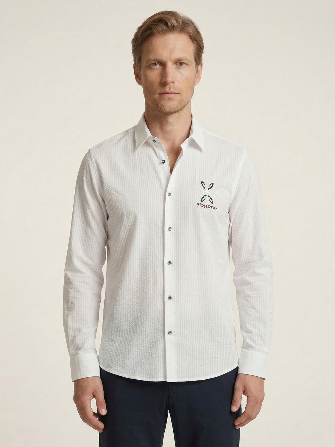 Beyaz Pamuk Dokulu Regular Fit Gömlek