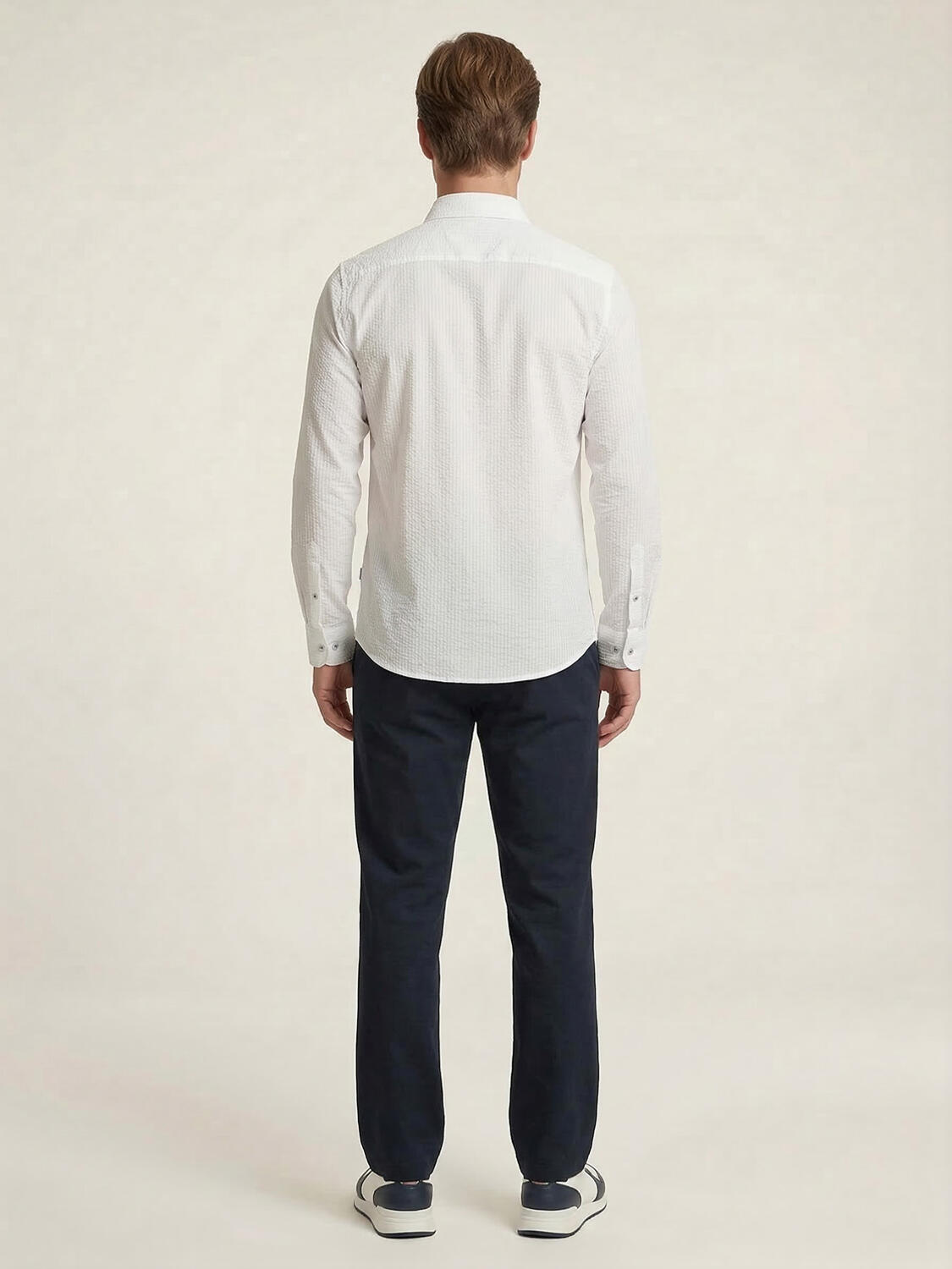 Beyaz Pamuk Dokulu Regular Fit Gömlek - 4