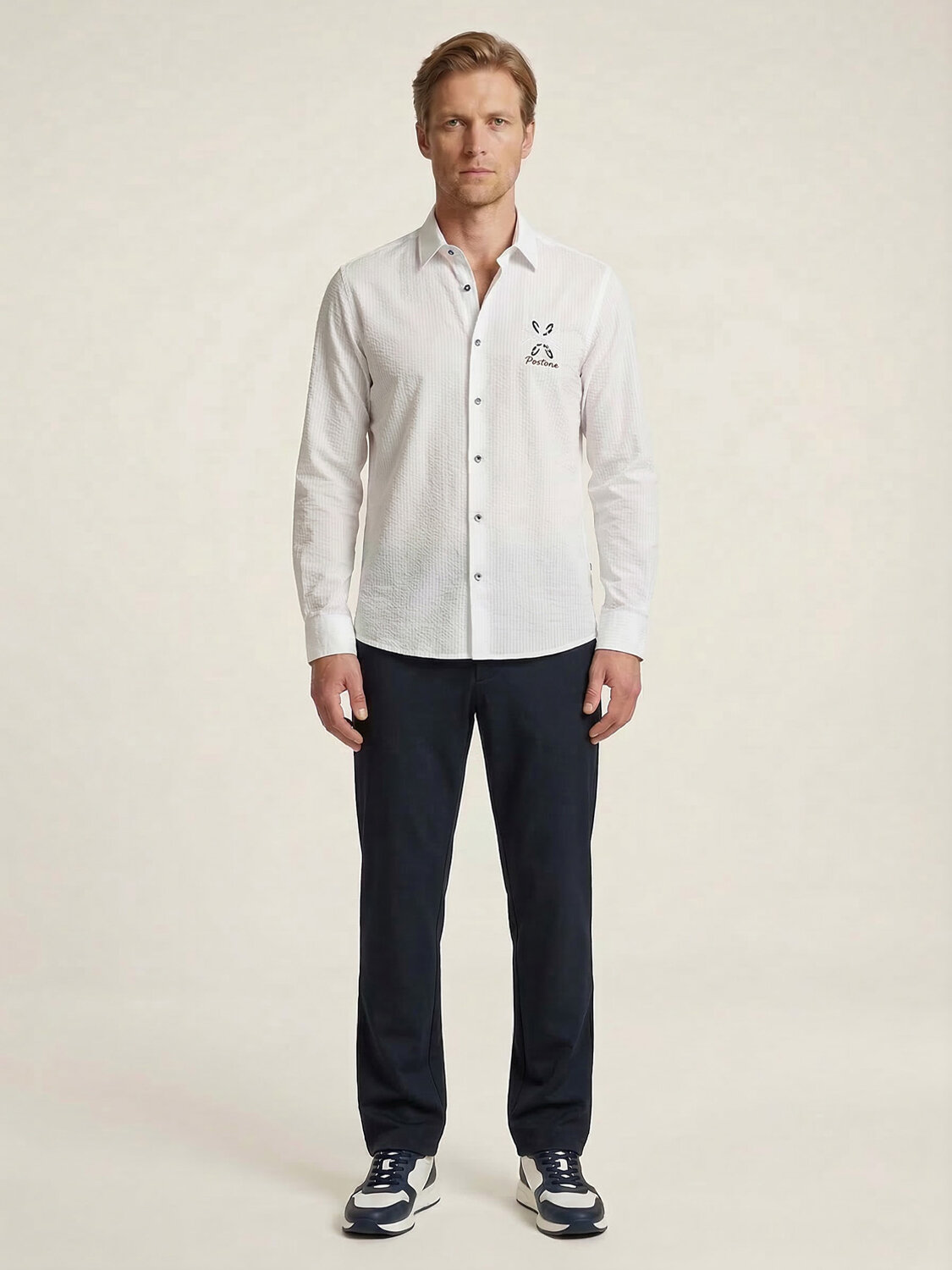 Beyaz Pamuk Dokulu Regular Fit Gömlek (1)