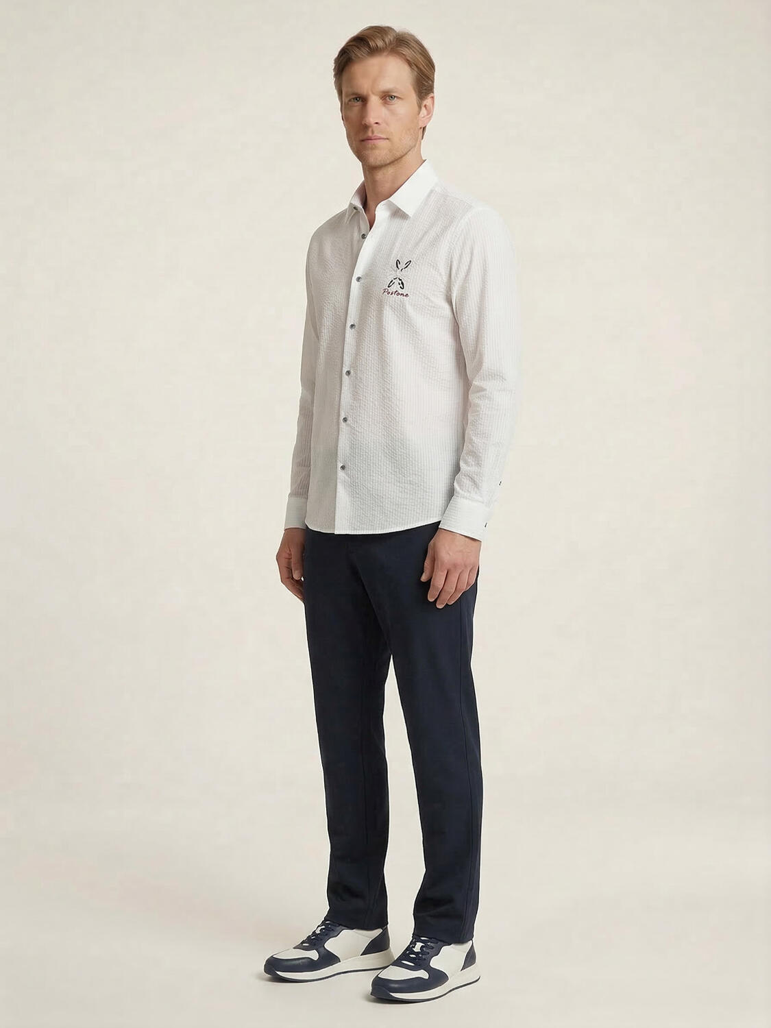 Beyaz Pamuk Dokulu Regular Fit Gömlek - 3