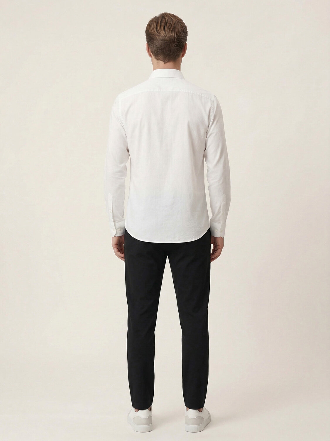 Beyaz Pamuk Dokulu Slim Fit Gömlek - 4