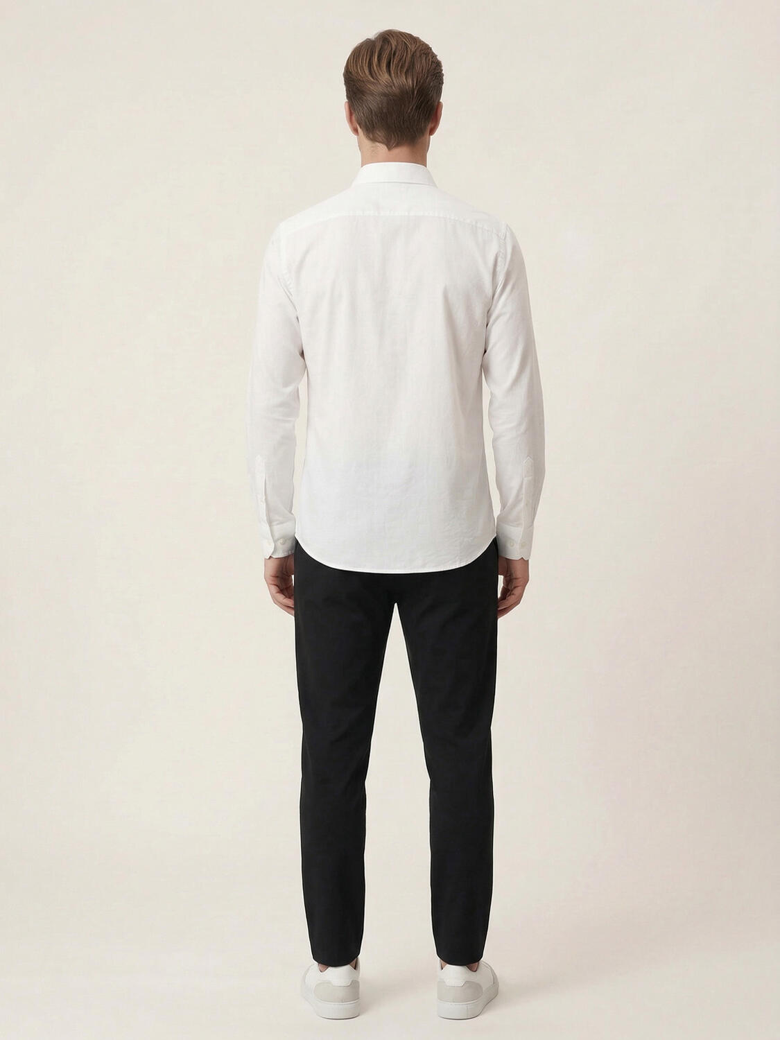 Beyaz Pamuk Dokulu Slim Fit Gömlek - 4