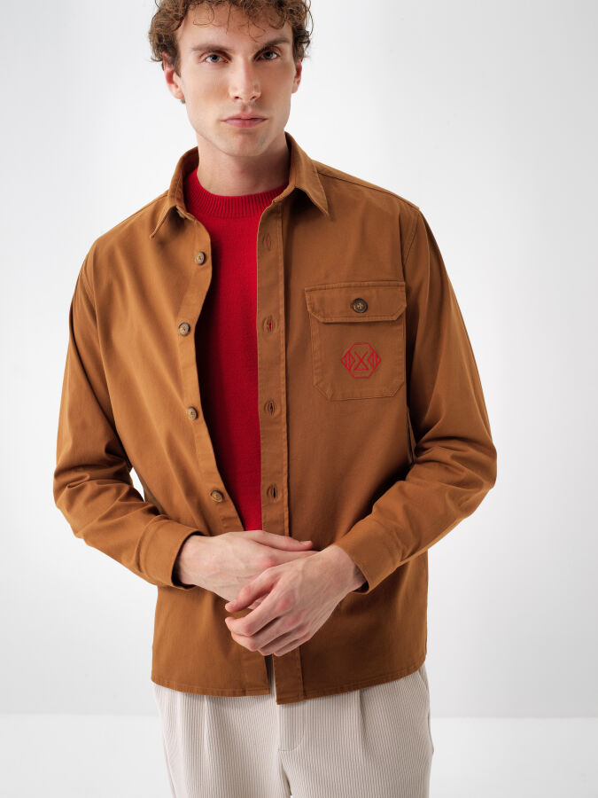 Camel Pamuk Dokulu Regular Fit Gömlek - Xint