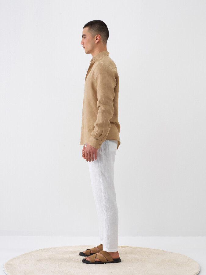 Camel %100 Keten Regular Fit Gömlek - 3