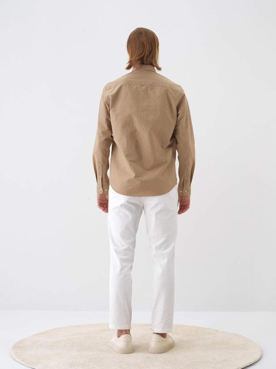 Camel Pamuk Dokulu Regular Fit Gömlek - 5
