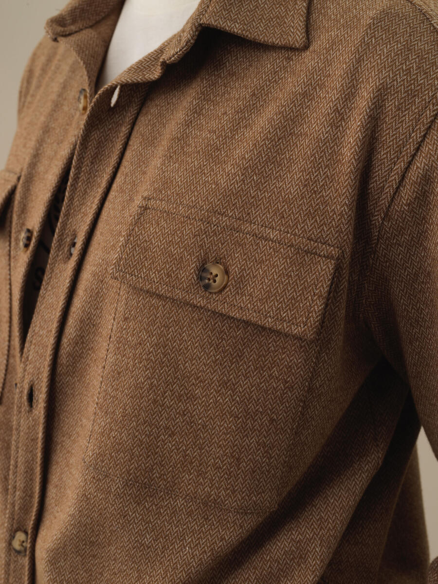 Camel Doğal Yün Dokulu Regular Fit Gömlek Ceket - 3