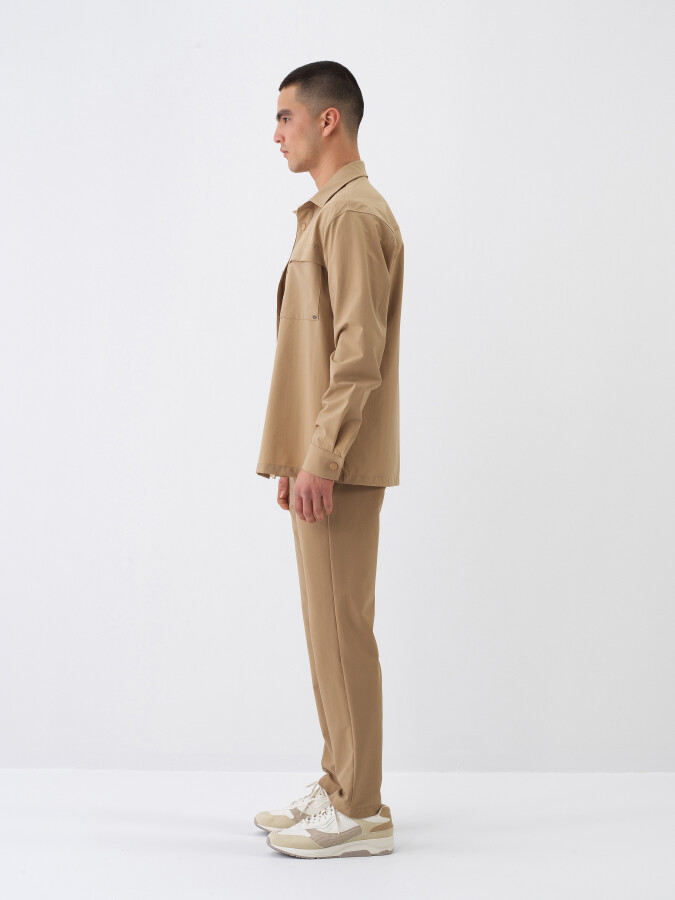 Camel Formunu Koruyan Regular Fit Gömlek Ceket - 3