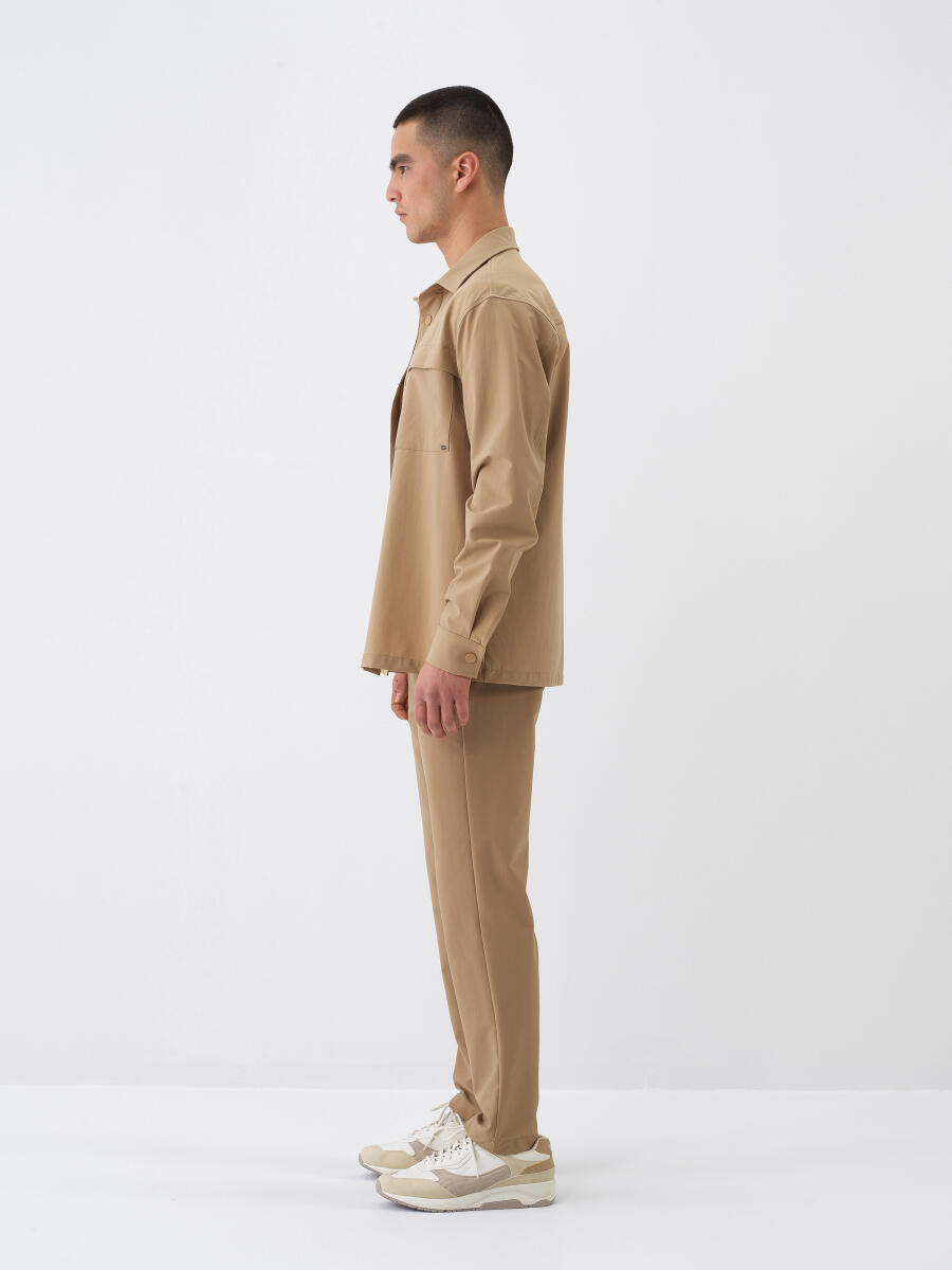 Camel Formunu Koruyan Regular Fit Gömlek Ceket - 3