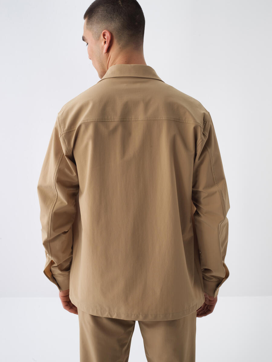Camel Formunu Koruyan Regular Fit Gömlek Ceket - 4