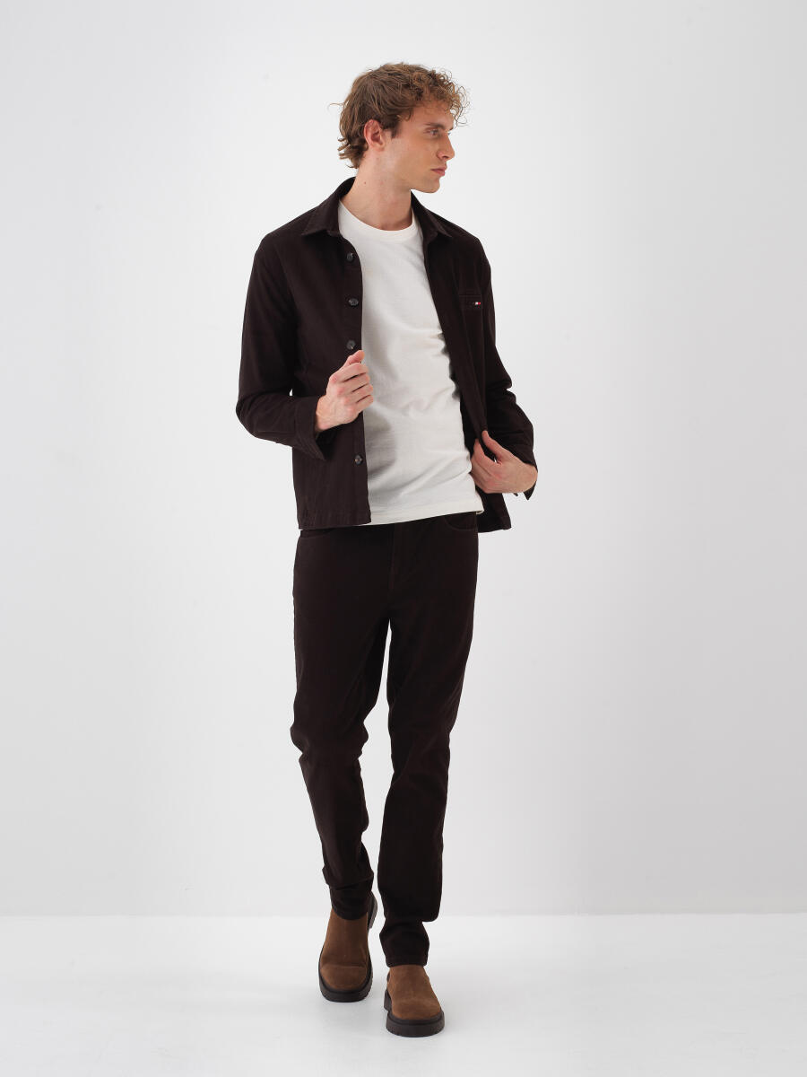 Kahverengi Pamuk Dokulu Regular Fit Gömlek Ceket - 3