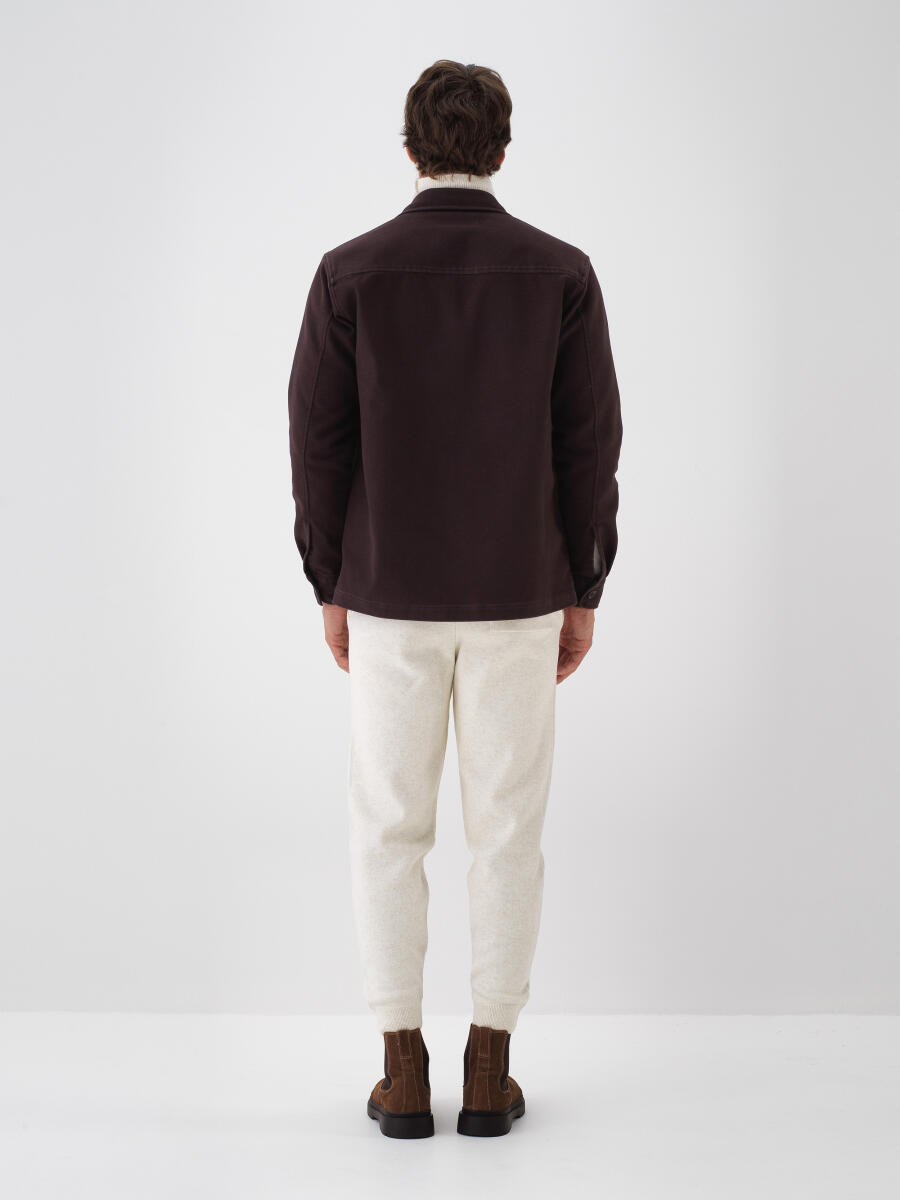 Kahverengi Pamuk Dokulu Regular Fit Gömlek Ceket - 4