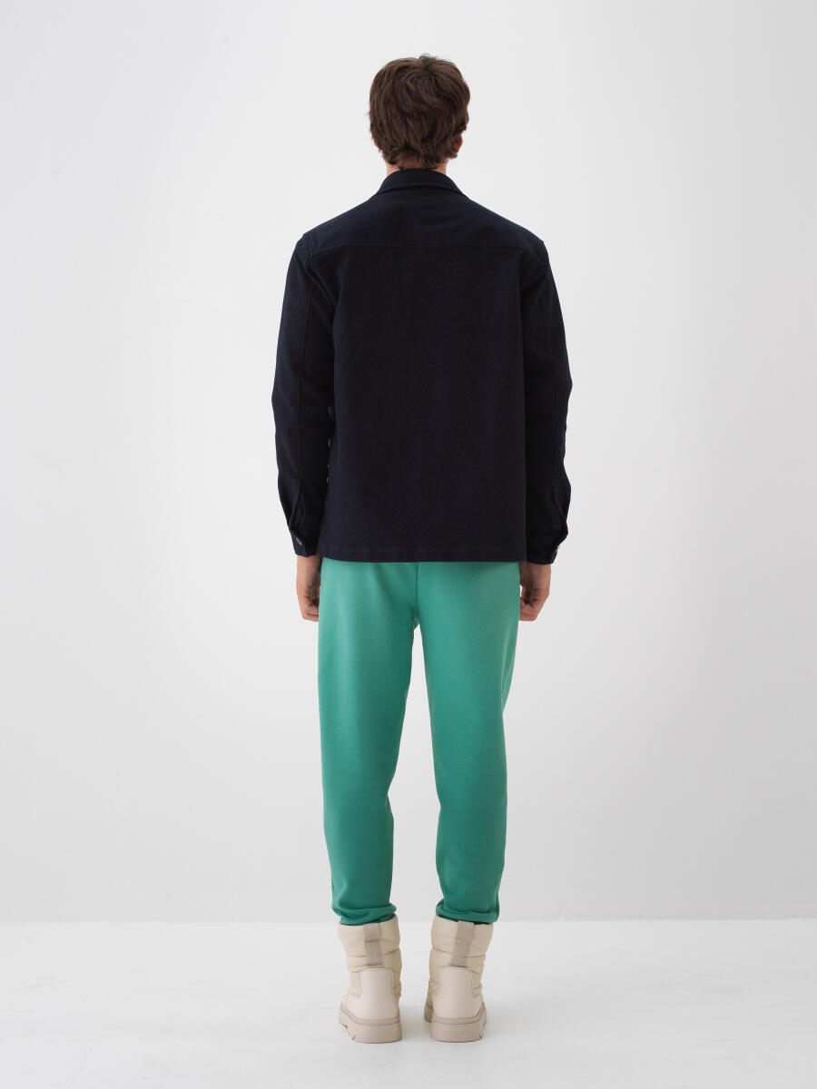 Lacivert Pamuk Dokulu Regular Fit Gömlek Ceket - 4