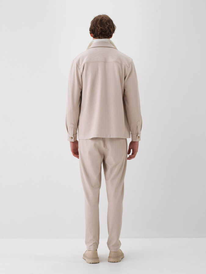 Taş Rengi Esnek Dokulu Regular Fit Gömlek Ceket - Xint