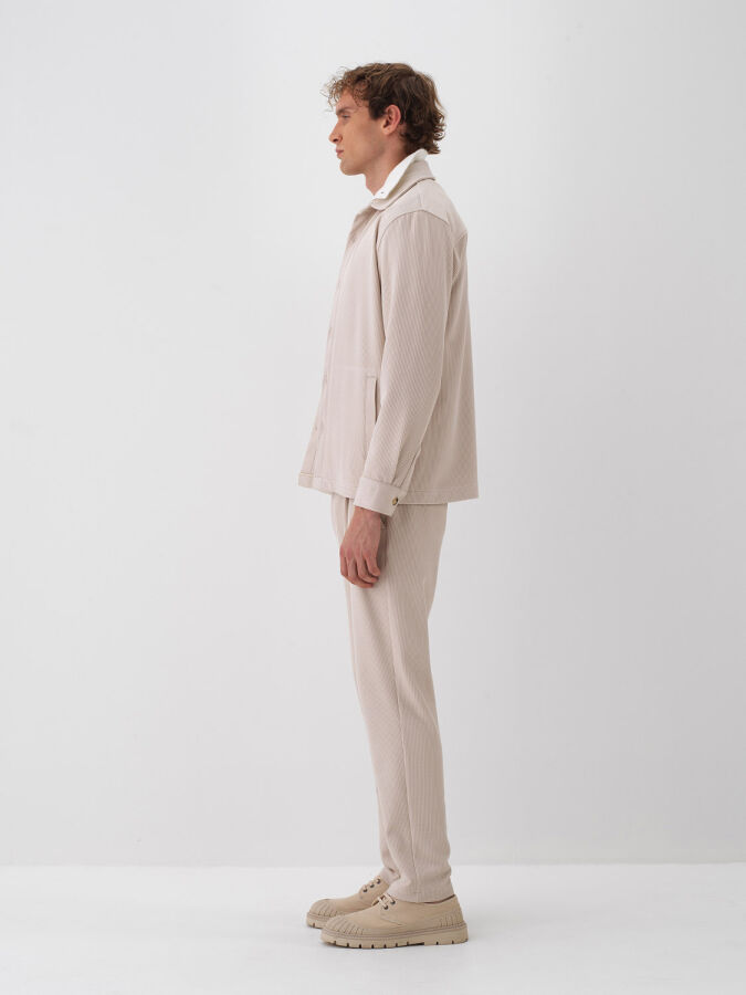 Taş Rengi Esnek Dokulu Regular Fit Gömlek Ceket - Xint