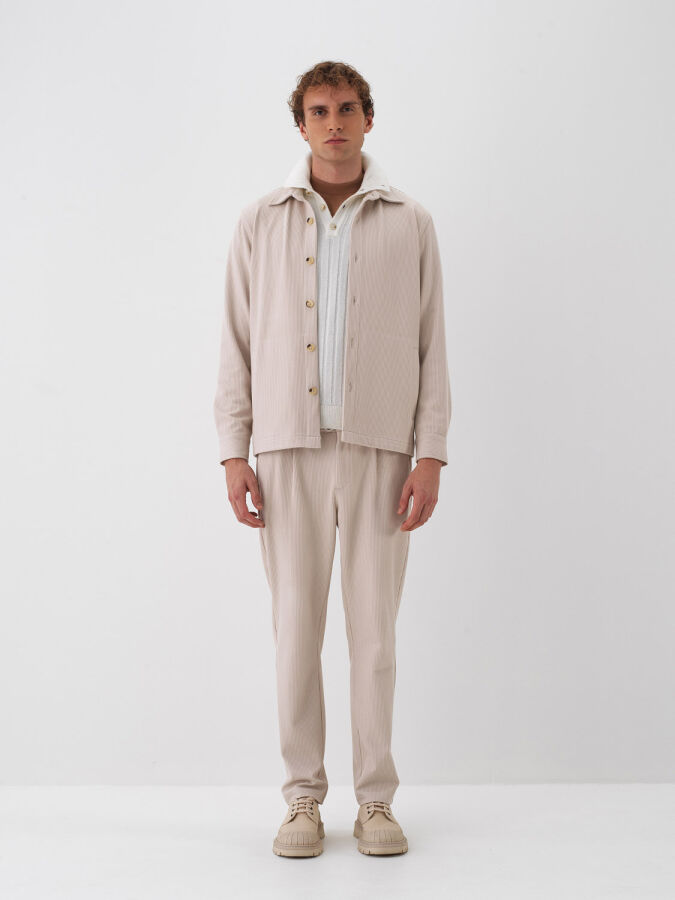 Taş Rengi Esnek Dokulu Regular Fit Gömlek Ceket - Xint