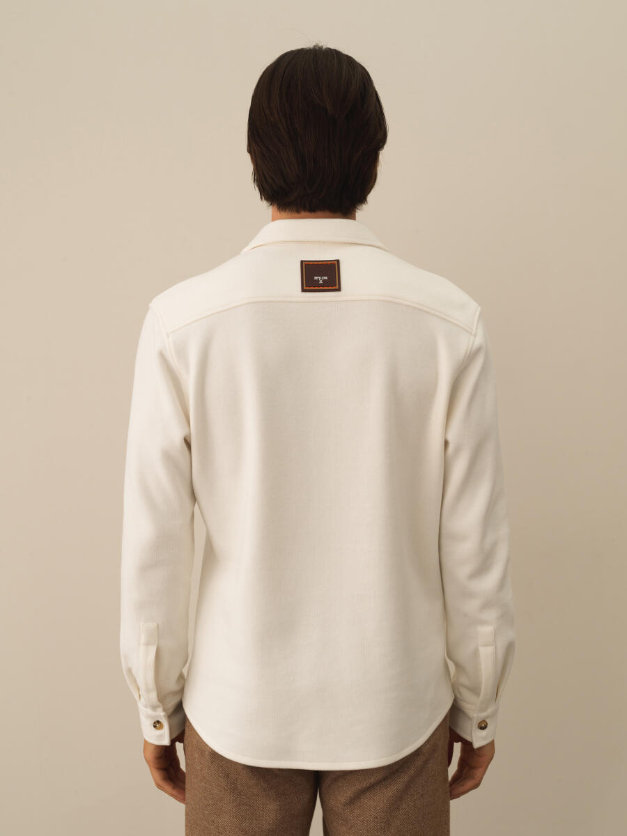 Ekru Pamuk Dokulu Regular Fit Gömlek - 4