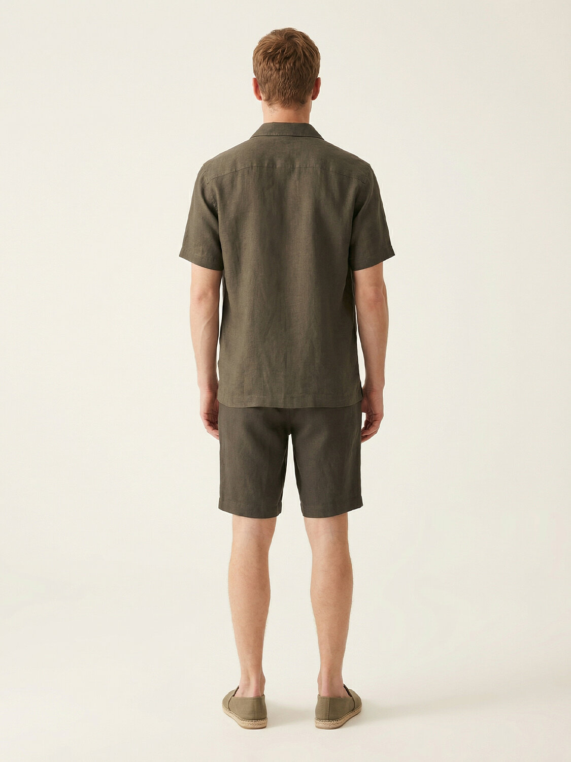 Haki %100 Keten Regular Fit Gömlek - 5