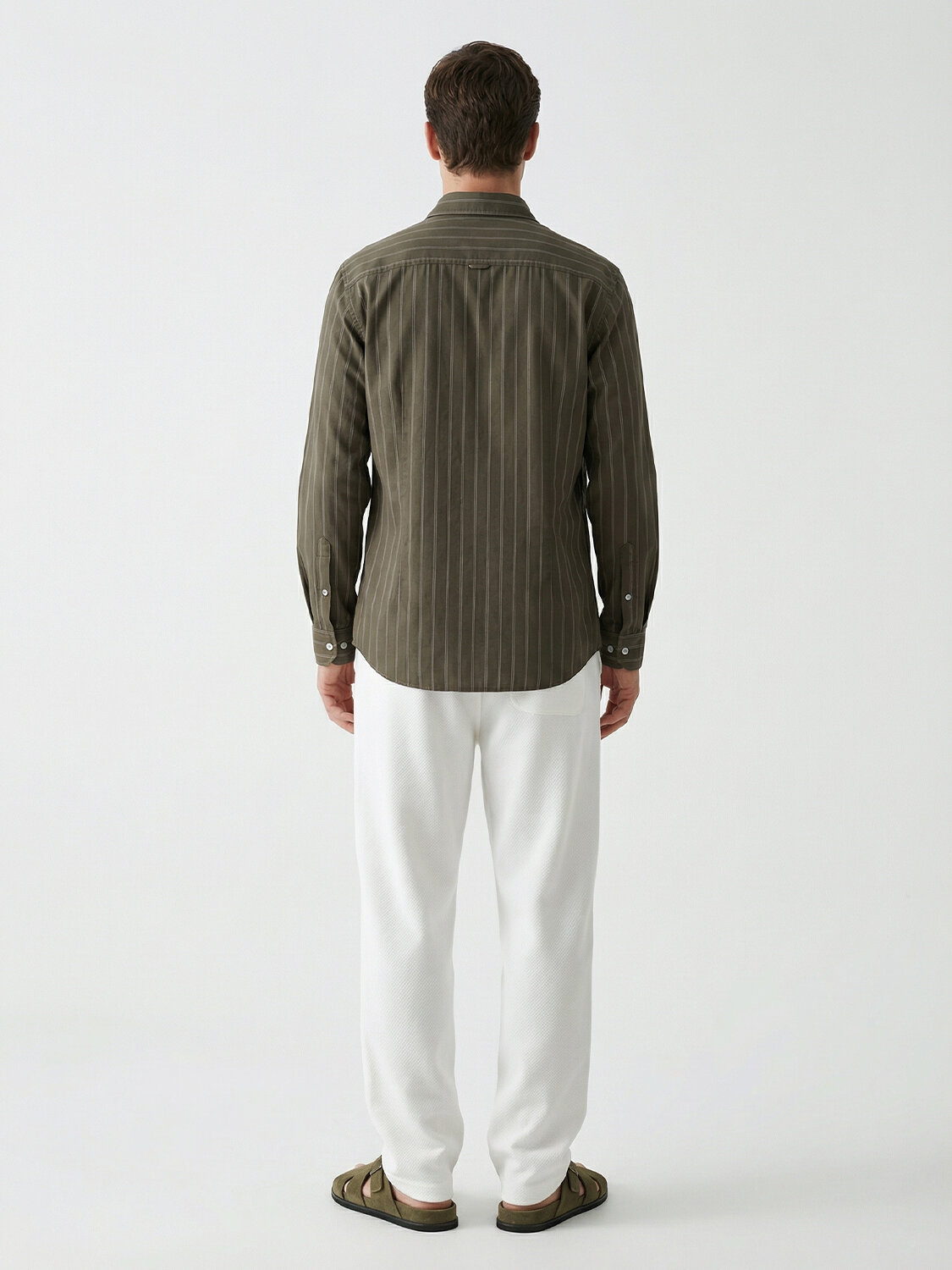 Haki %100 Keten Regular Fit Gömlek - 3