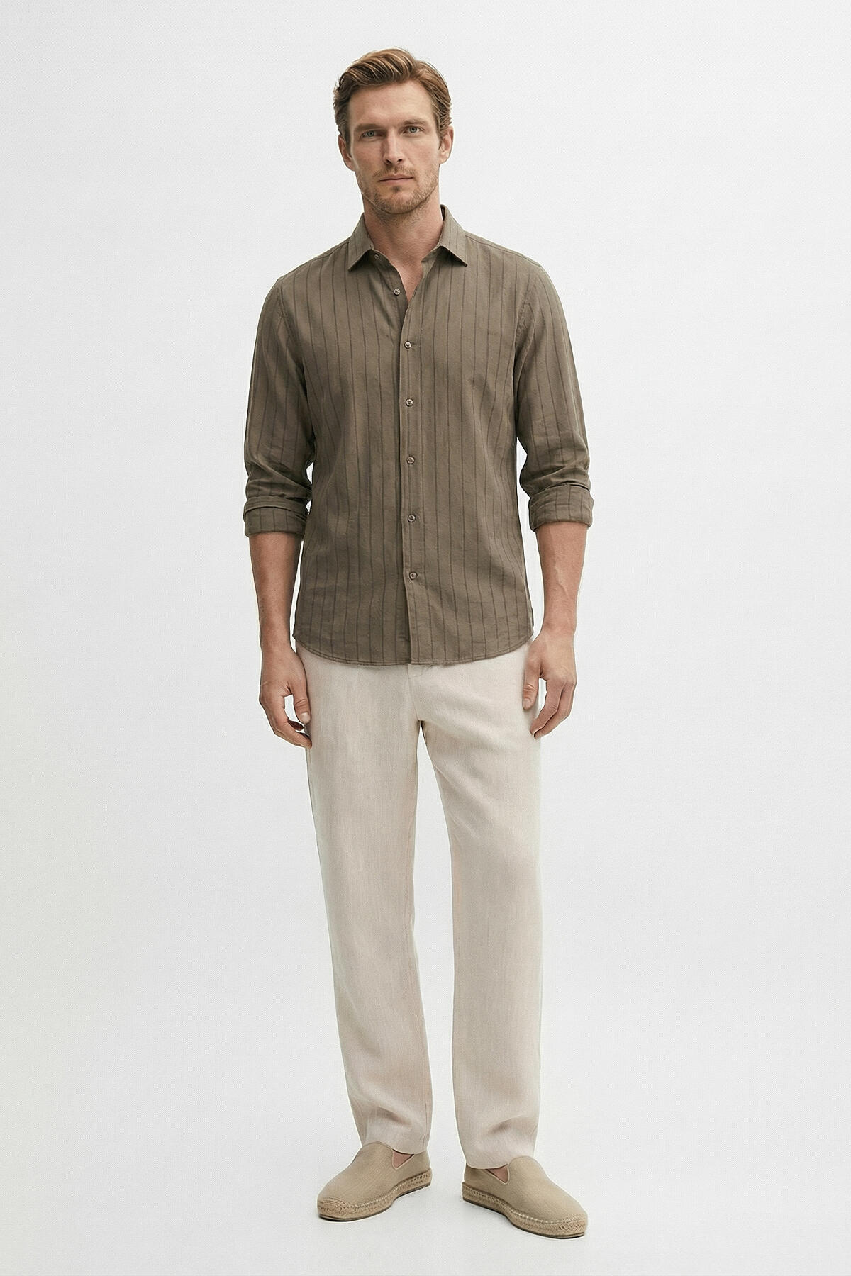 Haki Modal Karışımlı Regular Fit Gömlek - 2