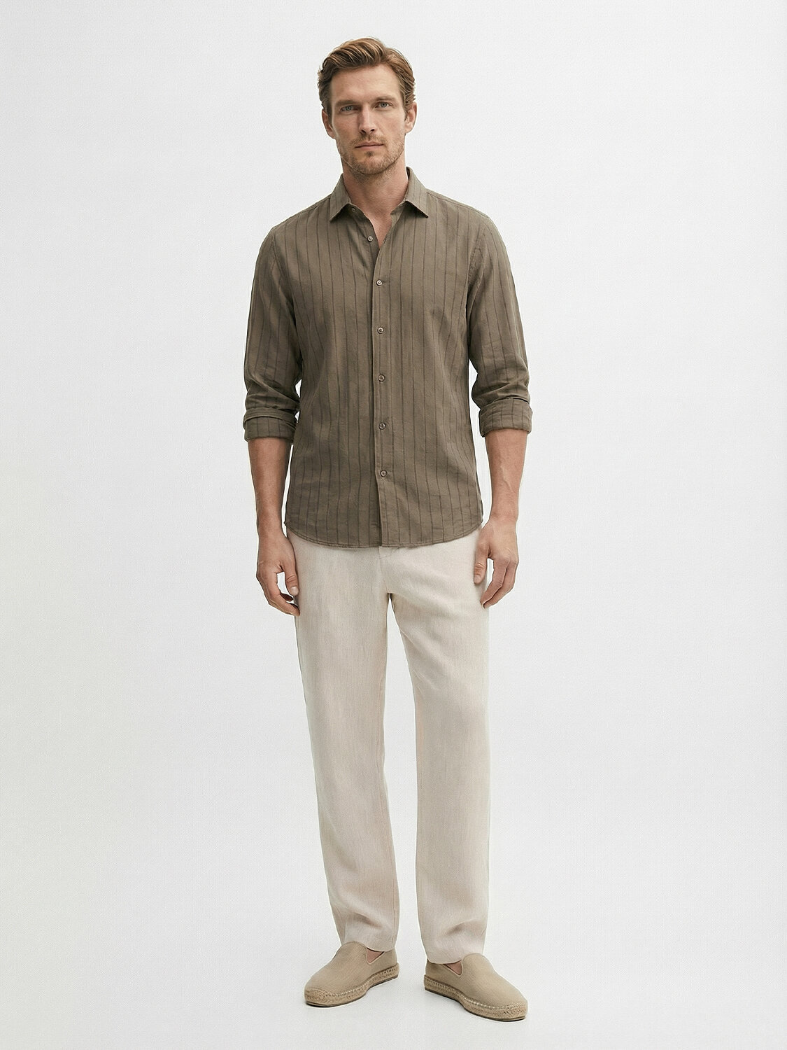 Haki Modal Karışımlı Regular Fit Gömlek (1)