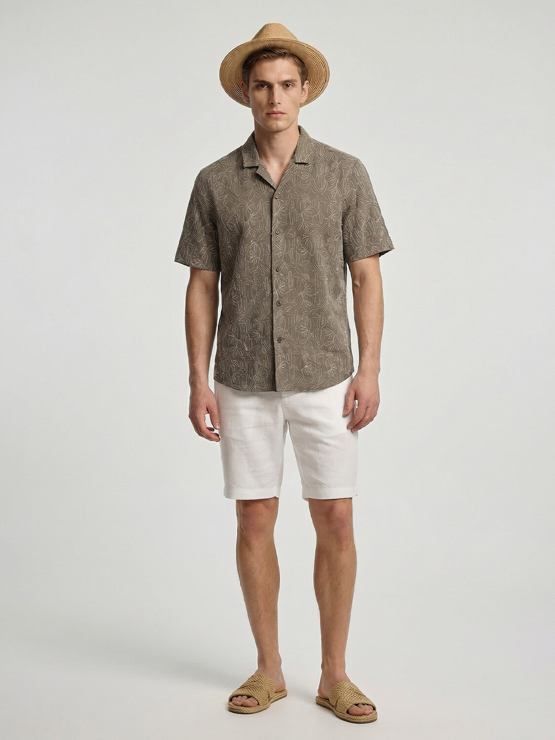 Haki Pamuk Dokulu Regular Fit Gömlek - 3