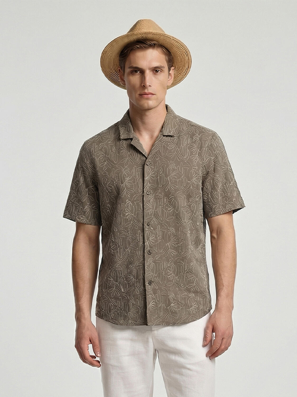 Haki Pamuk Dokulu Regular Fit Gömlek - 2