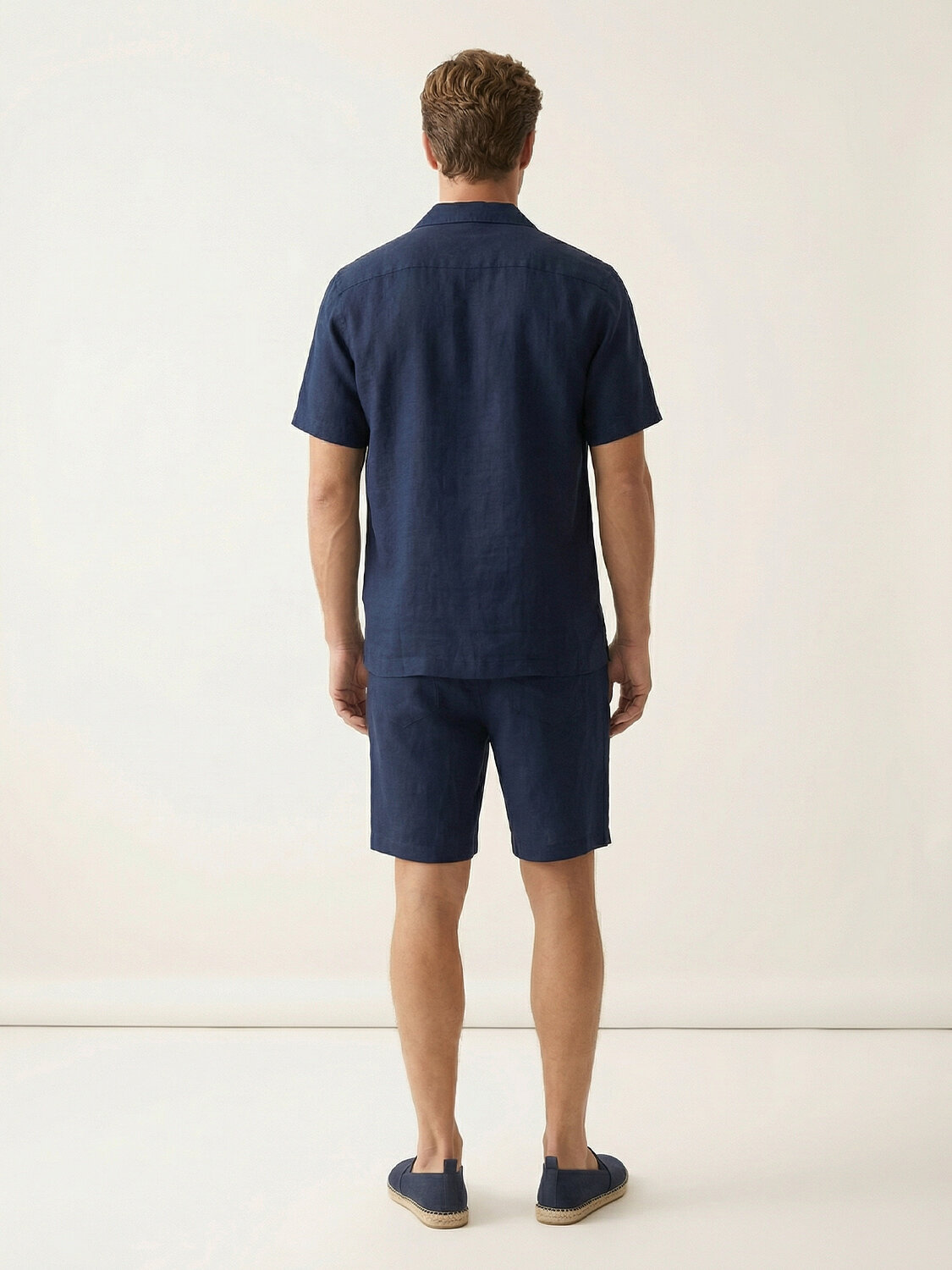 Lacivert %100 Keten Regular Fit Gömlek - 5