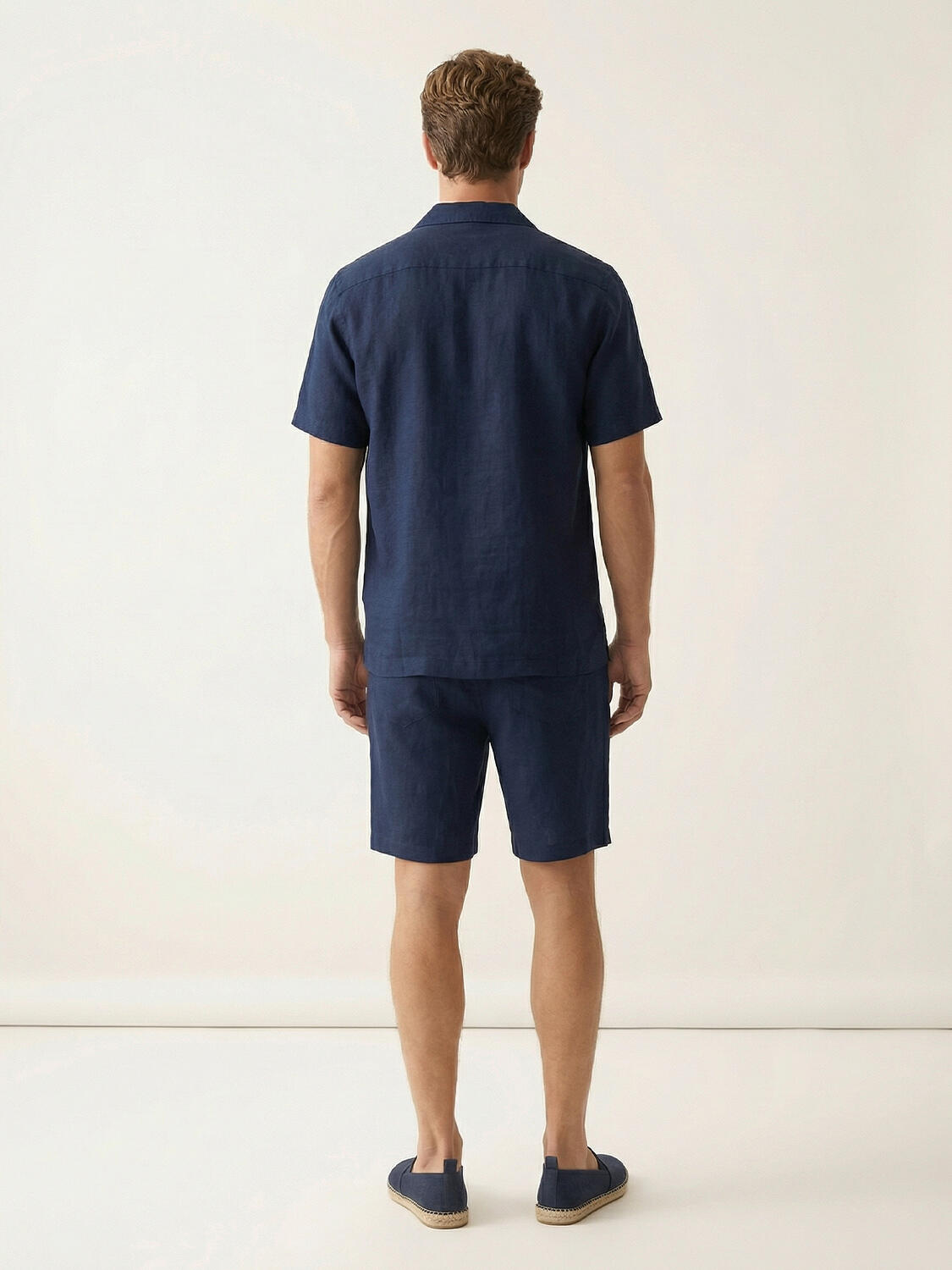 Lacivert %100 Keten Regular Fit Gömlek - 5