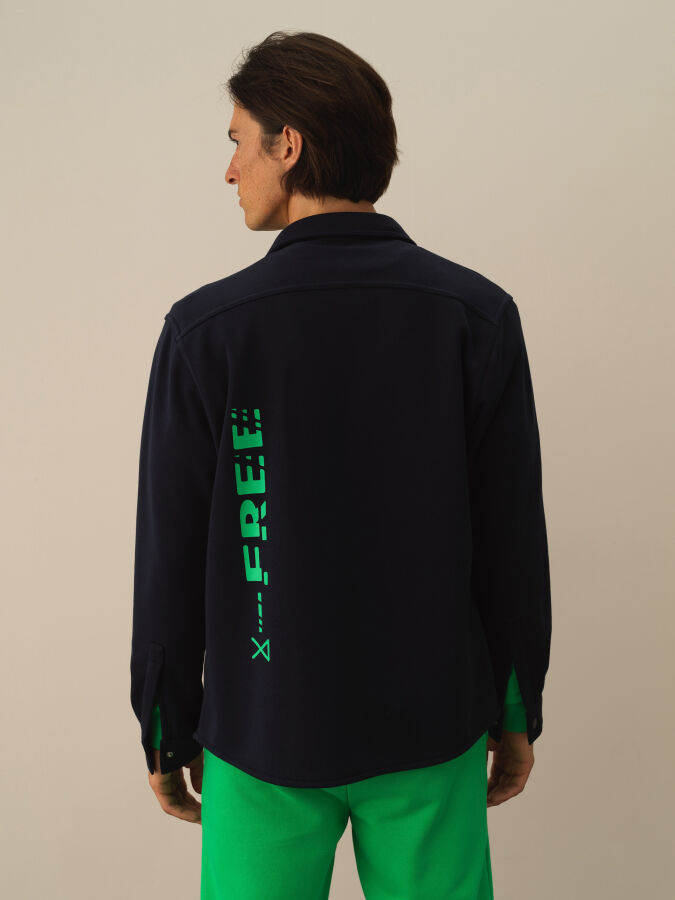 Lacivert Pamuk Dokulu Regular Fit Gömlek - Xint