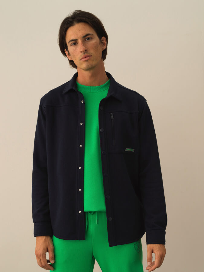 Lacivert Pamuk Dokulu Regular Fit Gömlek - Xint