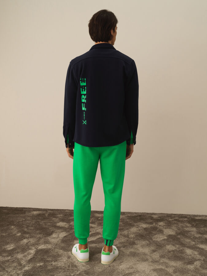 Lacivert Pamuk Dokulu Regular Fit Gömlek - Xint