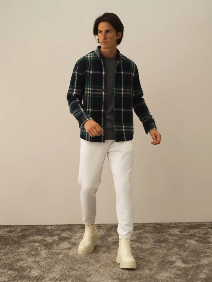 Lacivert Pamuk Dokulu Regular Fit Gömlek - Xint