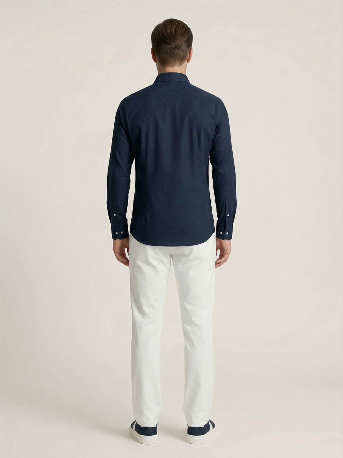 Lacivert Pamuk Dokulu Slim Fit Gömlek - 5