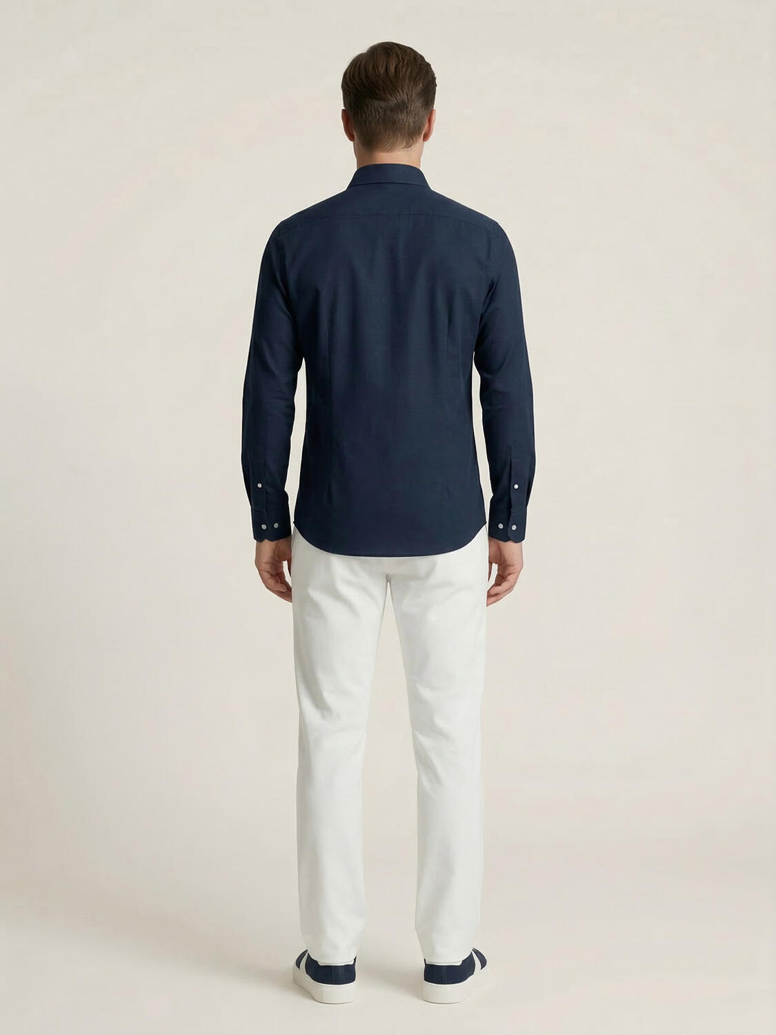 Lacivert Pamuk Dokulu Slim Fit Gömlek - 5