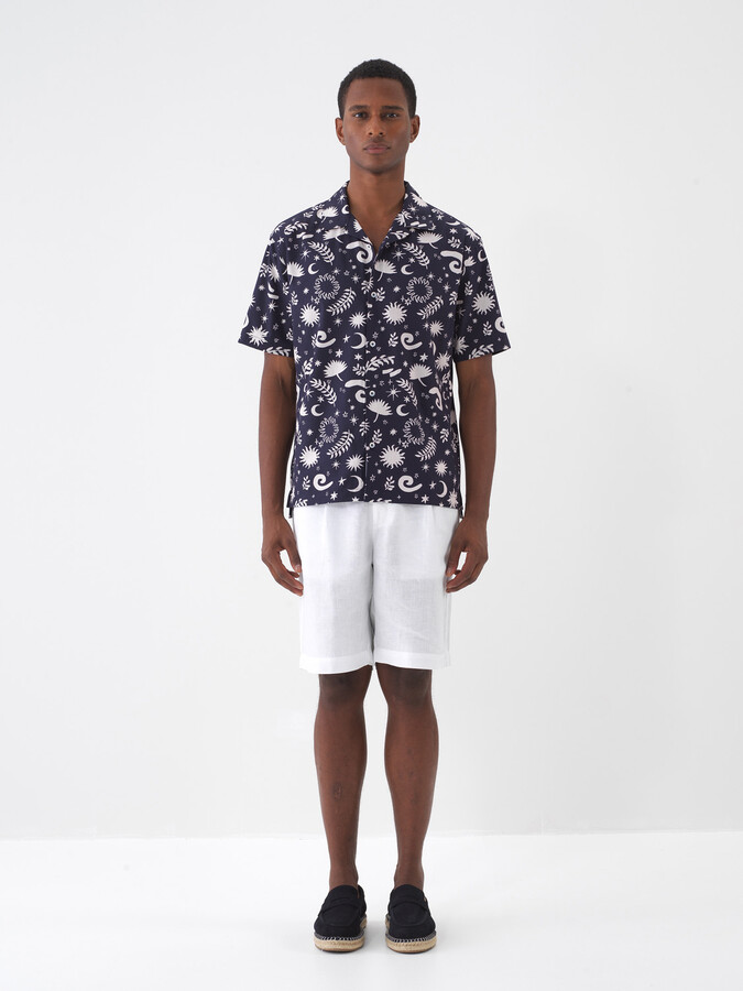 Lacivert Pamuk Dokulu Regular Fit Gömlek (1)