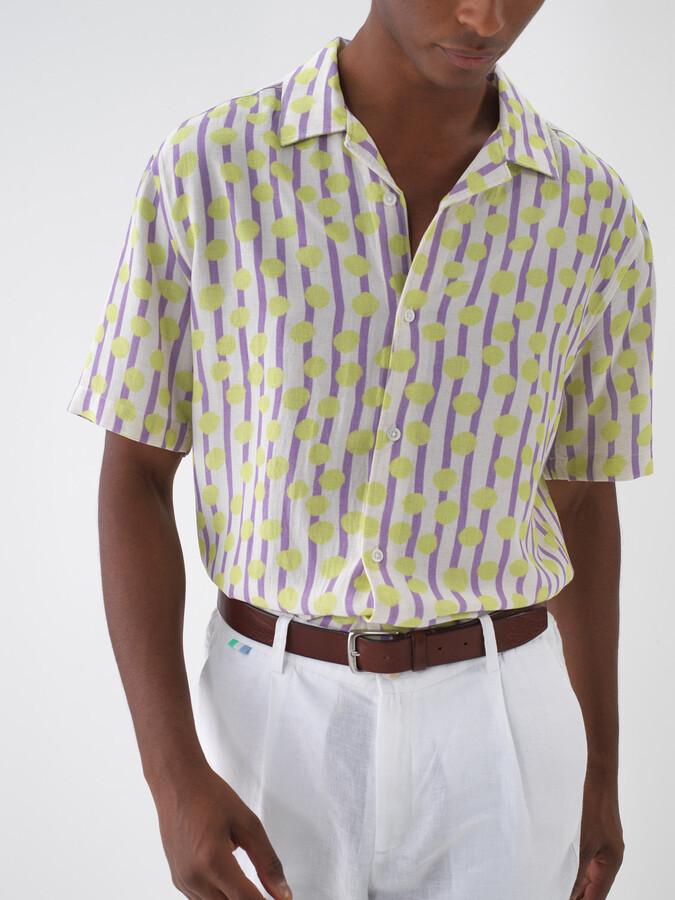 Lila Keten Karışımlı Regular Fit Gömlek